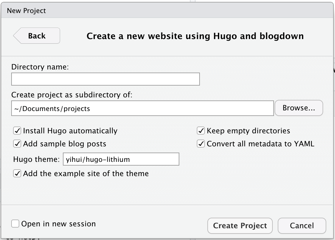 hugo project setup